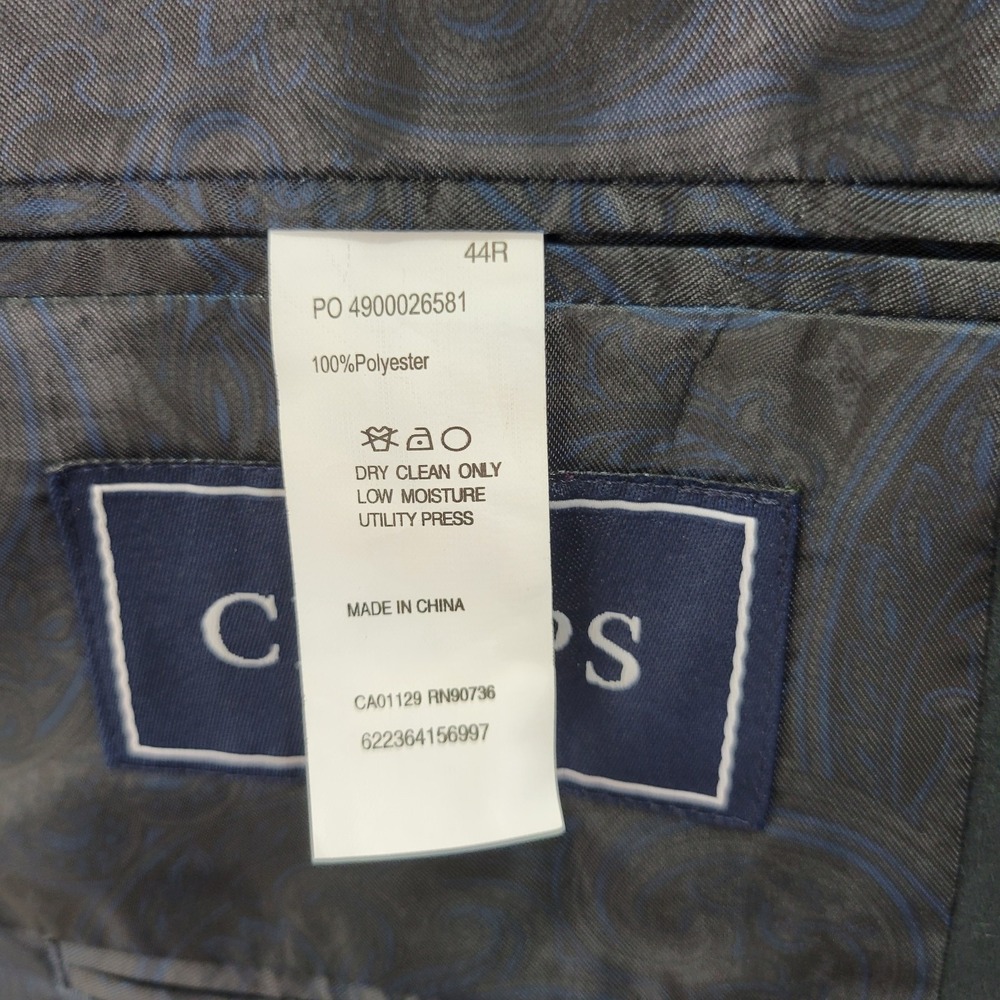 Chaps Men's Sport Coat Blazer Two Button Suede Polyester Grayish Black Size 44R - Picture 13 of 13